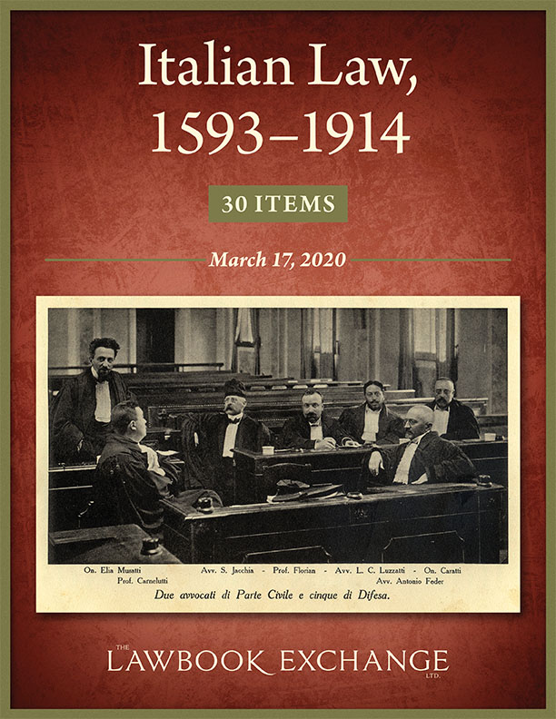 Italian Law, 1593-1914: 30 Items