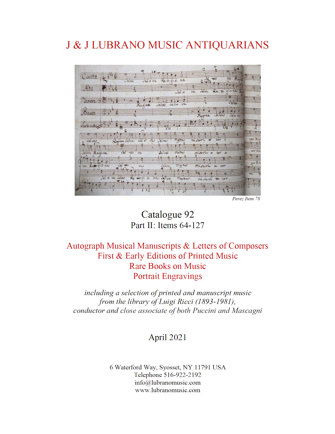 Catalogue 92 Part II: Items 64-127