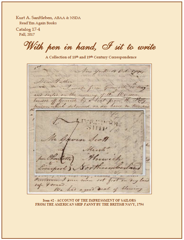 Catalog 17-4 (Fall 2017): “With pen in hand I sit to write. . . .”