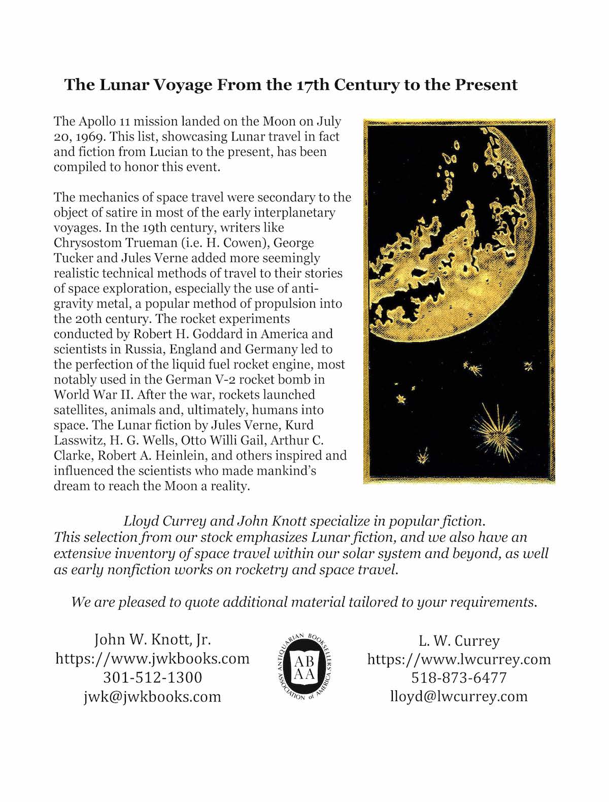 THE LUNAR VOYAGE FROM THE 17th CENTURY TO THE PRESENT