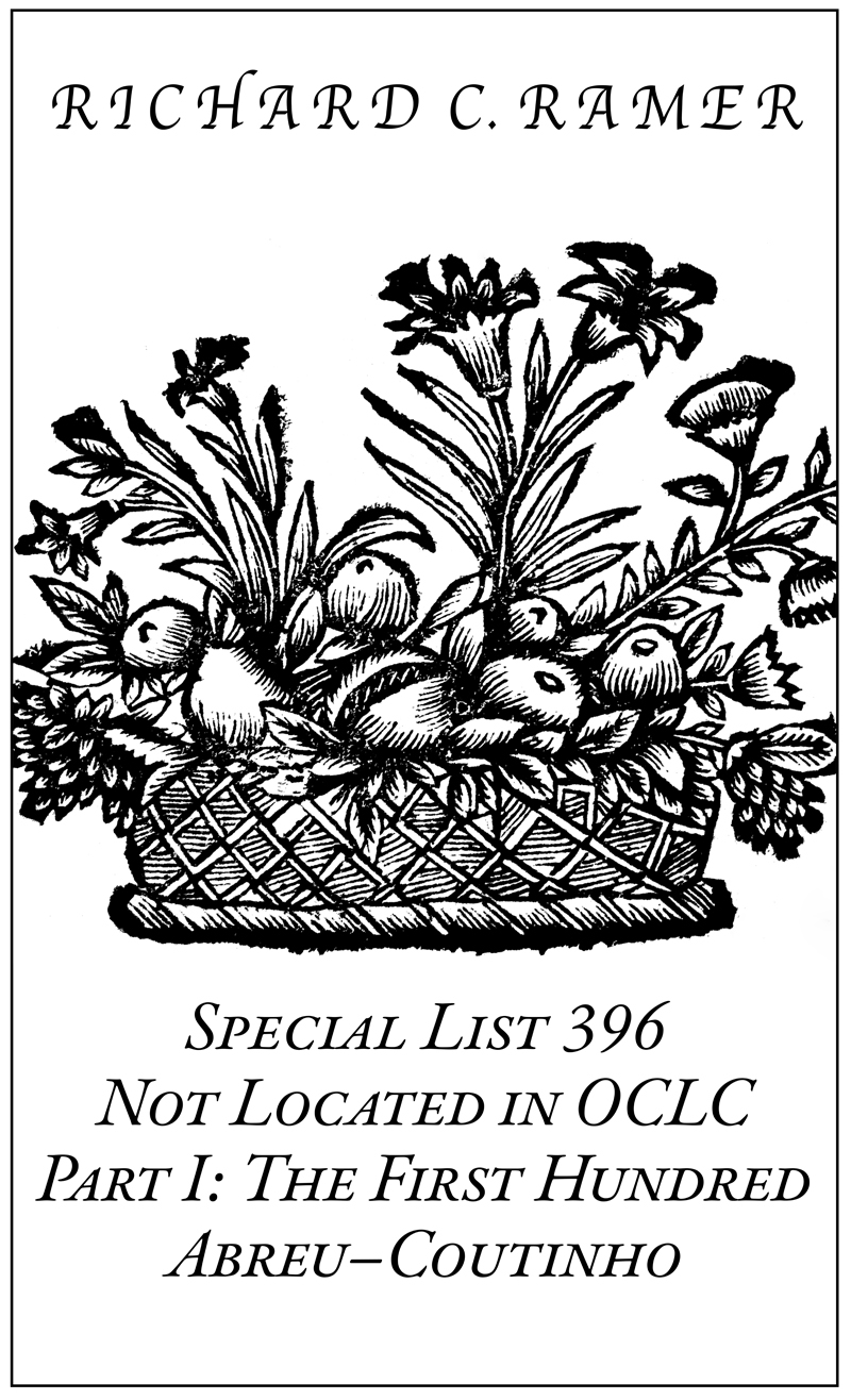 Special List 396: Not Located in OCLC, Part I: The First Hundred, Abreu - Coutinho