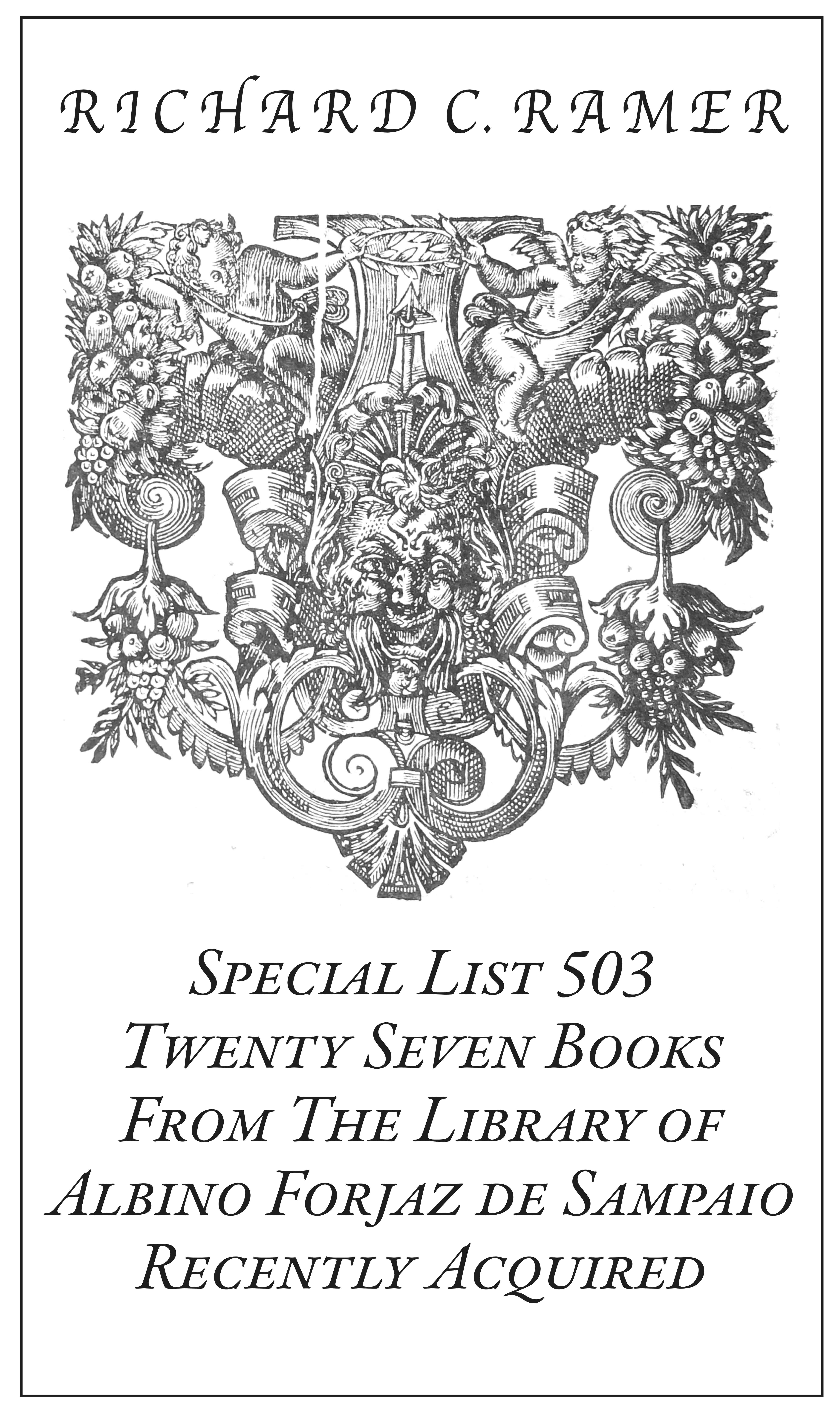 Special List 503: Twenty-Seven Books from the Library of Albino Forjaz de Sampaio Recently Acquired