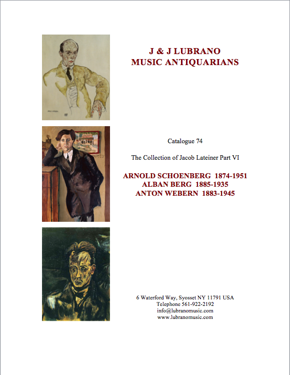 The Jacob Lateiner Collection Part V: Schoenberg - Berg - Webern