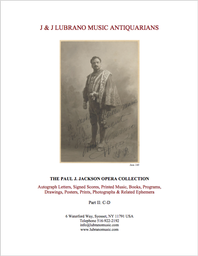 The Paul J. Jackson Opera Collection Part II: C-D